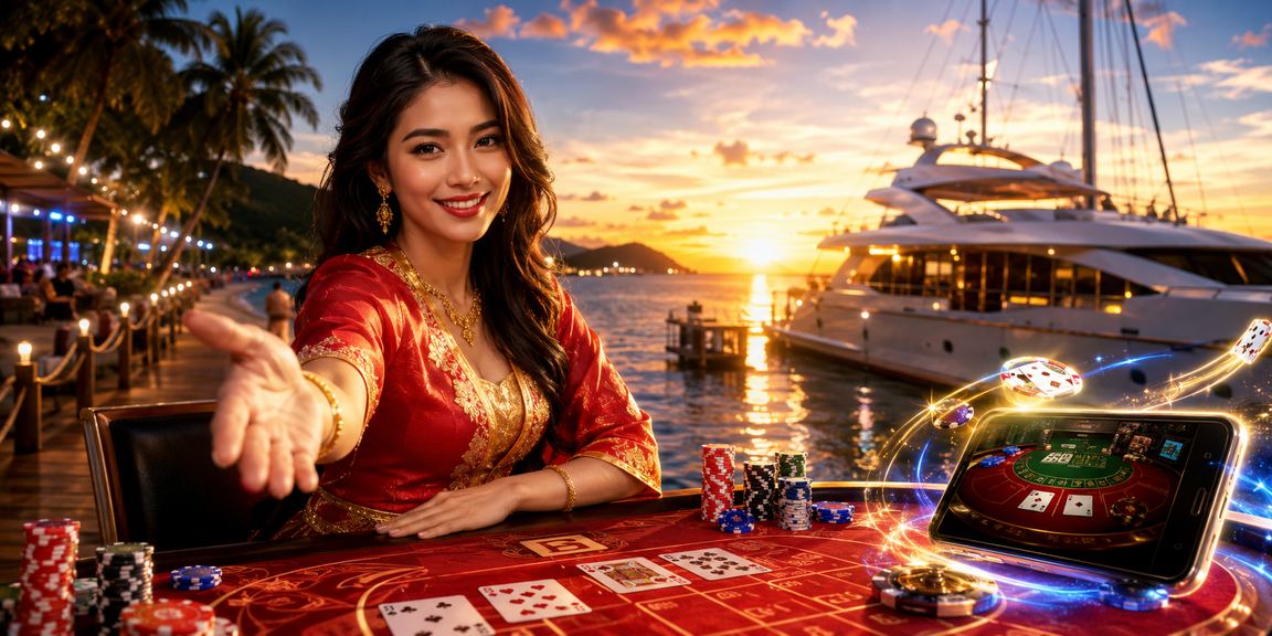 Meja baccarat gaya Pulau Pinang dalam suasana kasino moden